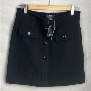 Maeve Black Button-Front Skirt small